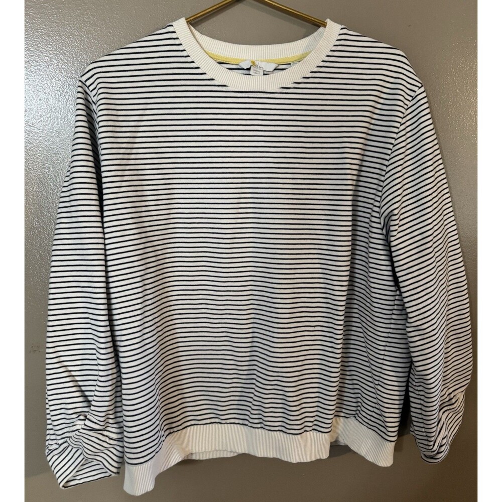 BODEN Ivory/Blue Striped Sweatshirt ~Top~ US 12